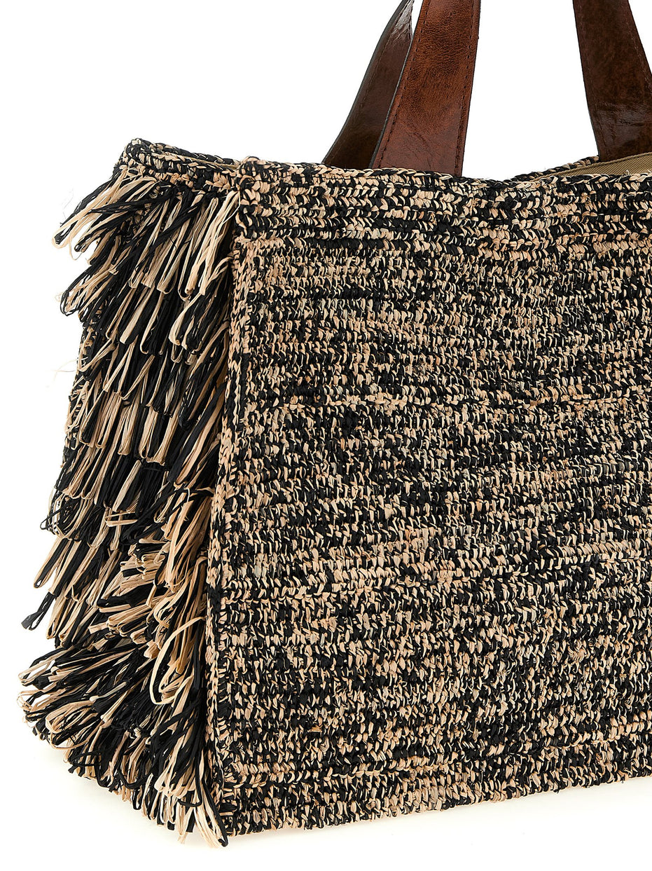 Ibeliv Onja Bicolor Raffia Shopper Bag