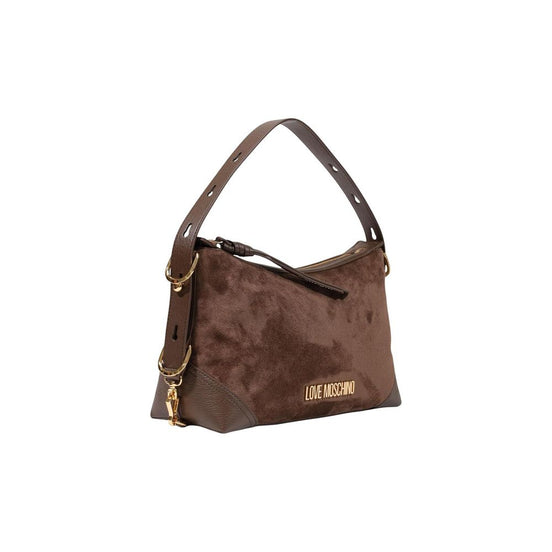Τσάντα ώμου Love Moschino από καφέ βελούδο