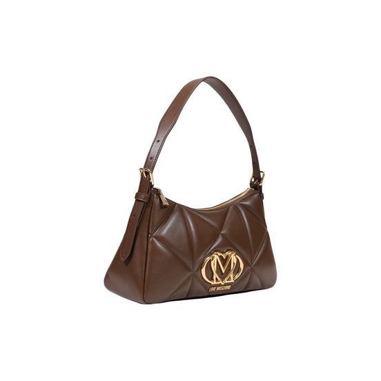 Τσάντα ώμου Love Moschino καφέ καπιτονέ