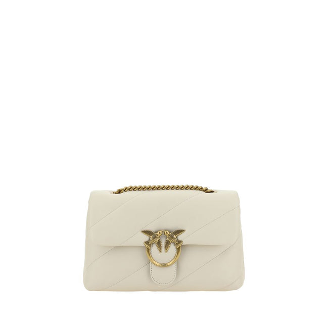 PINKO White Calf Leather Bos Taurus Shoulder Bag