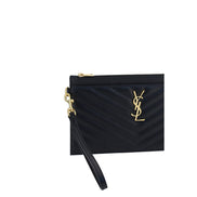 Saint Laurent Black Calf Leather Bos Taurus Clutch Bag