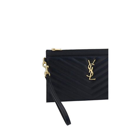 Saint Laurent Black Calf Leather Bos Taurus Clutch Bag