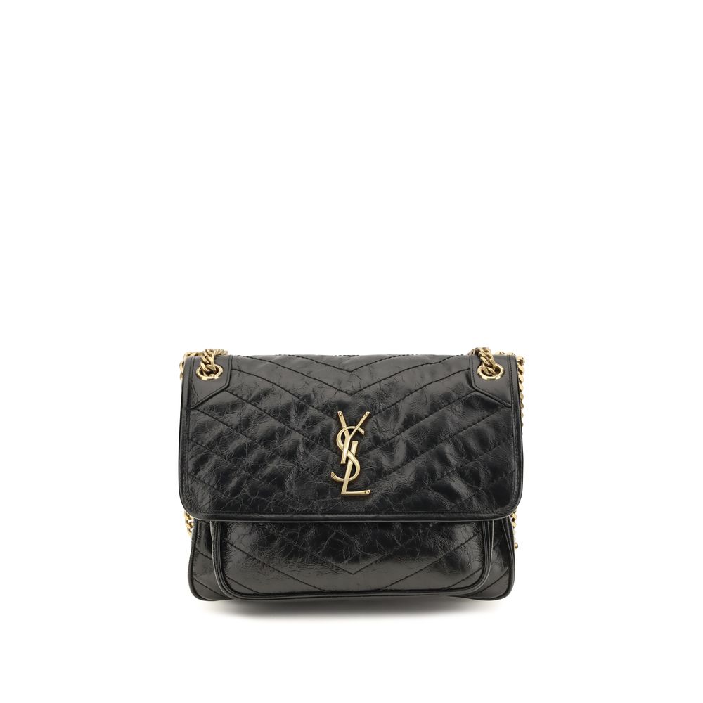 Τσάντα ώμου Saint Laurent Niki από μαύρο δέρμα