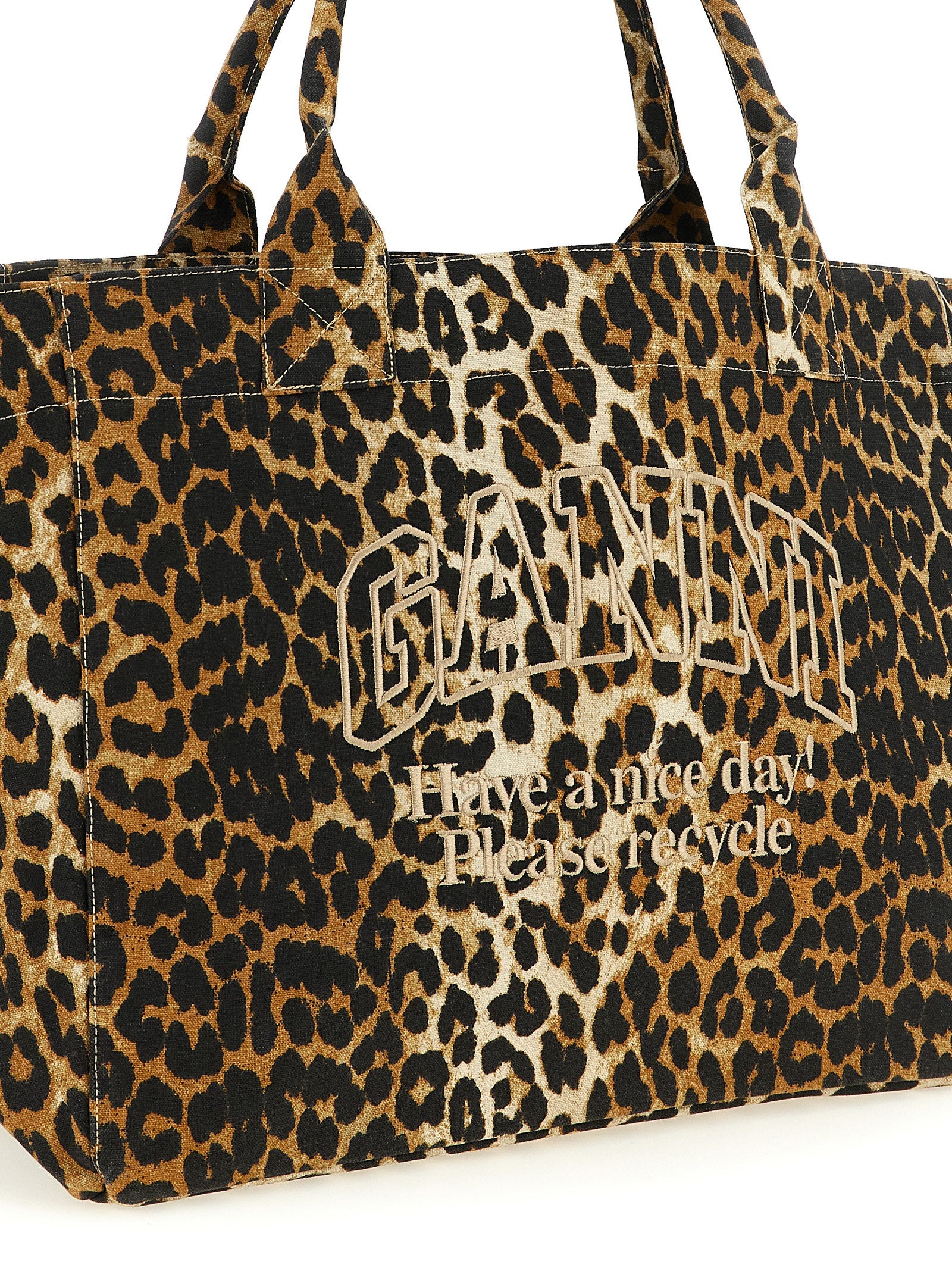 Ganni Brown Recycled Cotton Tote Bag