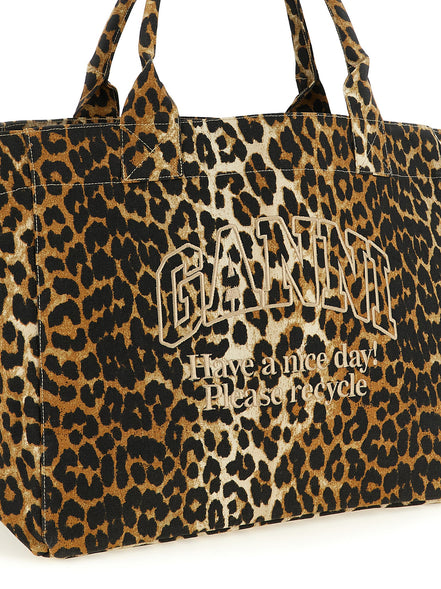Ganni Brown Recycled Cotton Tote Bag