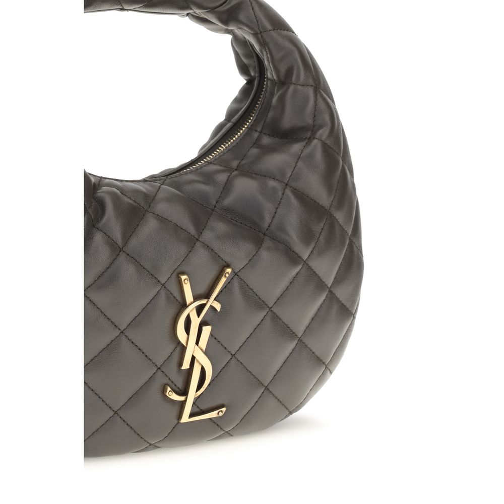 Τσάντα ώμου Saint Laurent Baby Icare γκρι καπιτονέ δέρμα Hobo