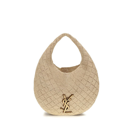 Saint Laurent Beige Raffia Shoulder Bag