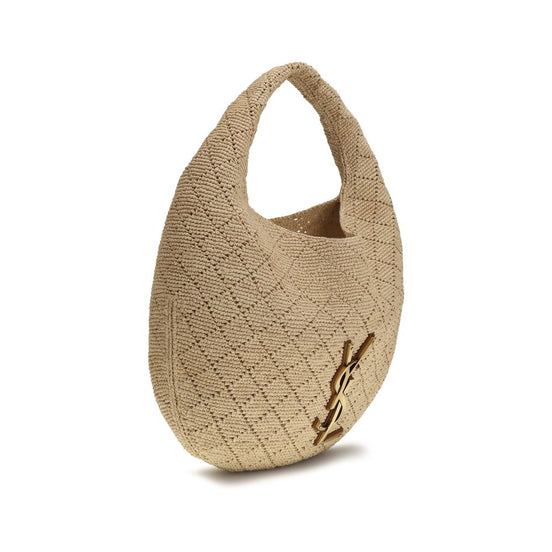 Saint Laurent Beige Raffia Shoulder Bag