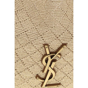 Τσάντα ώμου Saint Laurent μπεζ από ραφία