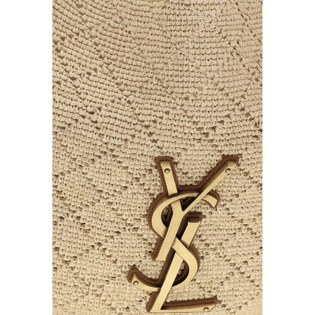 Τσάντα ώμου Saint Laurent μπεζ από ραφία