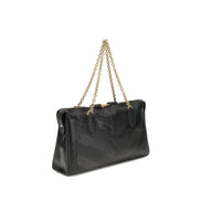 Valentino Garavani Panthea Chevron Black Leather Shoulder Bag