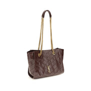 Saint Laurent Μικρή Καφέ Δερμάτινη Τσάντα Tote