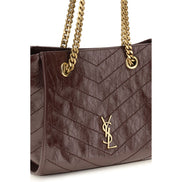 Saint Laurent Μικρή Καφέ Δερμάτινη Τσάντα Tote