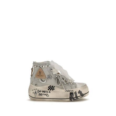 R13 White Cotton High Top Sneakers