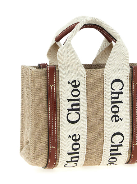 Chloé Woody Μικρή Τσάντα Ώμου από Καμβά