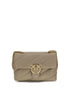 PINKO Love Classic Gray Leather Shoulder Bag
