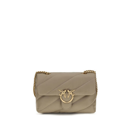 PINKO Love Classic Gray Leather Shoulder Bag
