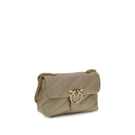 PINKO Love Classic Gray Leather Shoulder Bag