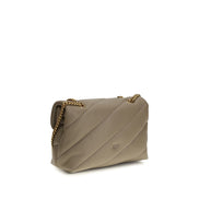 PINKO Love Classic Gray Leather Shoulder Bag