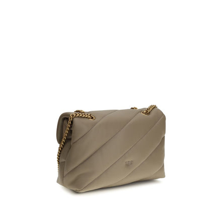 PINKO Love Classic Gray Leather Shoulder Bag