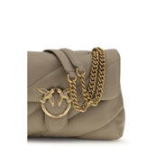 PINKO Love Classic Gray Leather Shoulder Bag