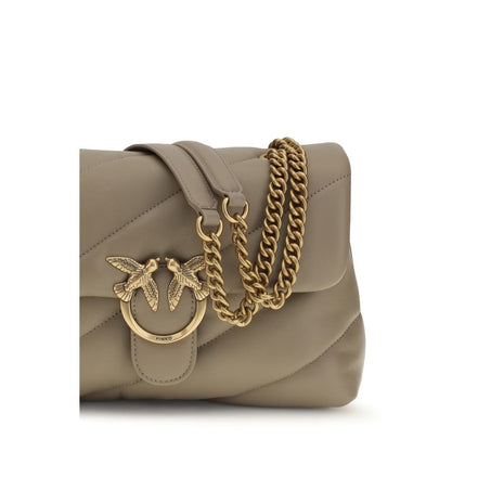 PINKO Love Classic Gray Leather Shoulder Bag