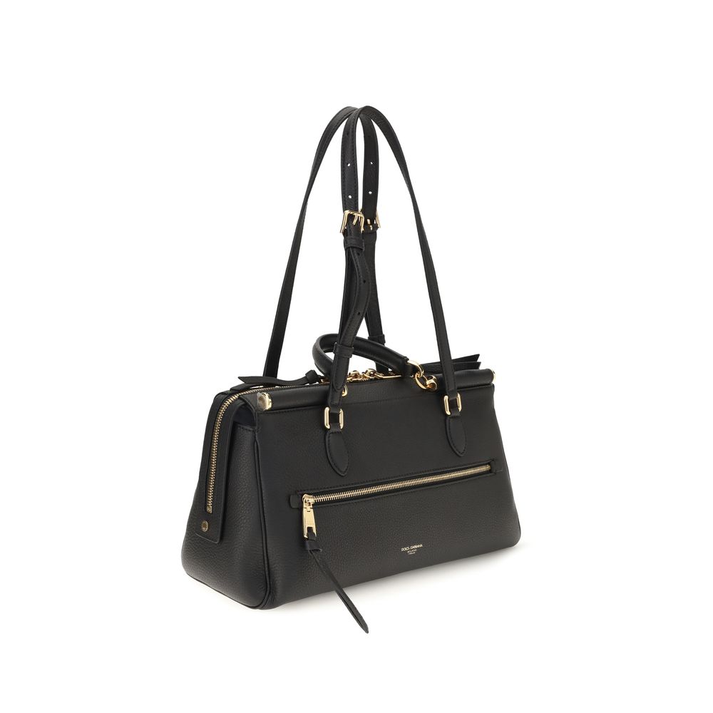 Dolce & Gabbana Odissea Μαύρη Δερμάτινη Τσάντα Ώμου