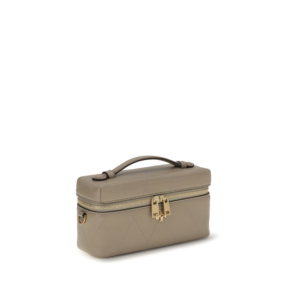 Tory Burch Charlie Gray Leather Beauty Case