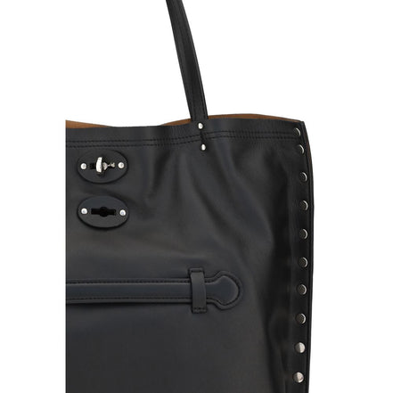 Zanellato Aspasso Saeta Black Leather Shoulder Bag