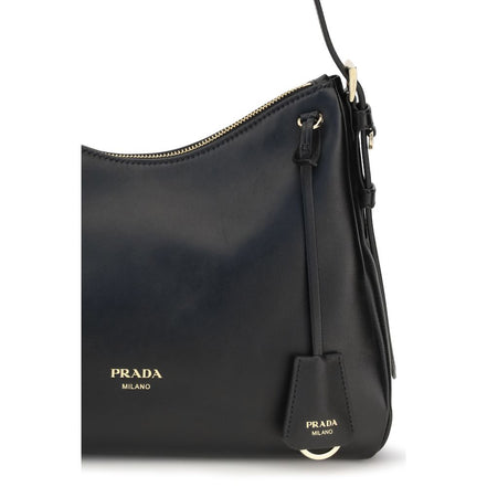 Prada Μαύρη Δερμάτινη Τσάντα Ώμου