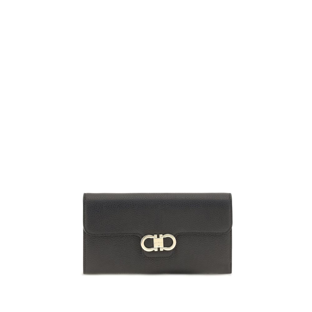 Ferragamo Gancini Black Leather Wallet