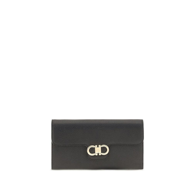 Ferragamo Gancini Black Leather Wallet