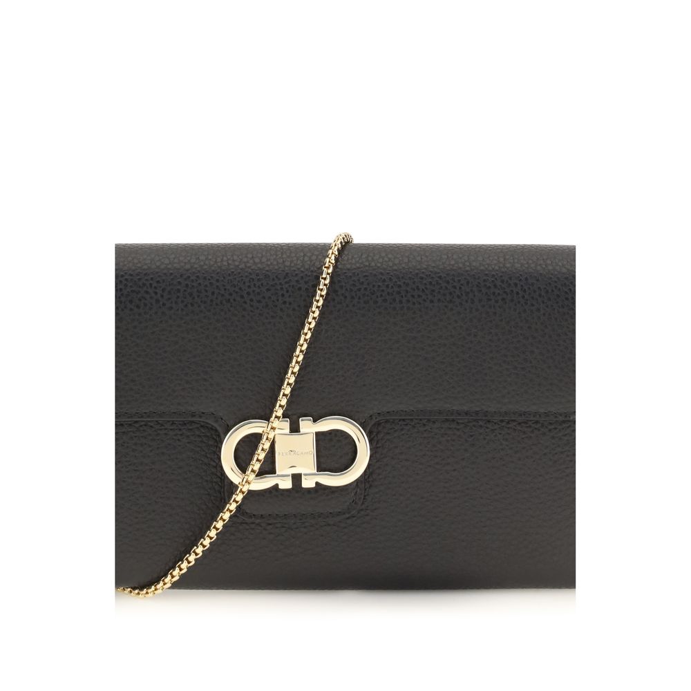 Ferragamo Gancini Black Leather Wallet