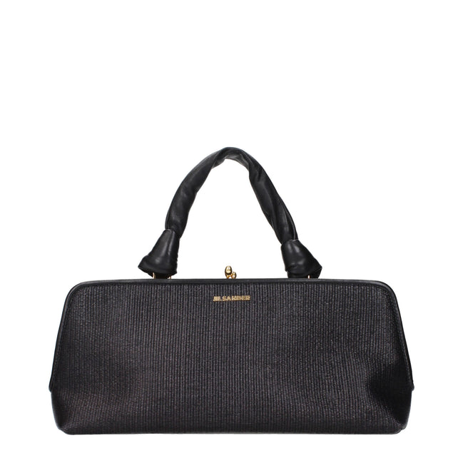 Jil Sander Black Raffia Handbag