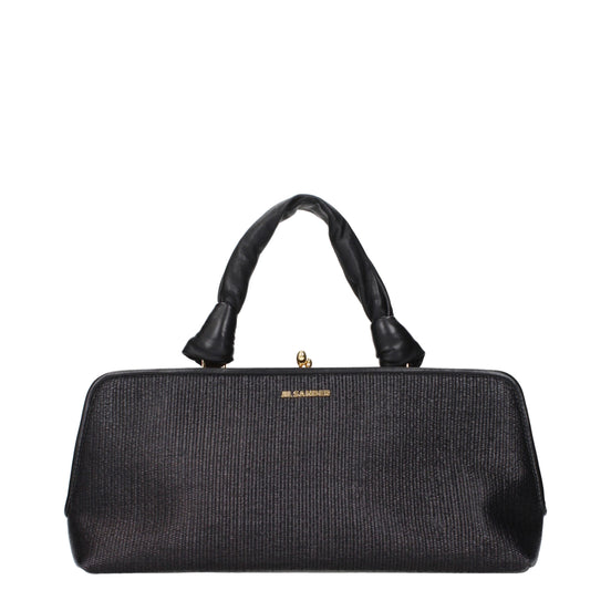 Jil Sander Black Raffia Handbag