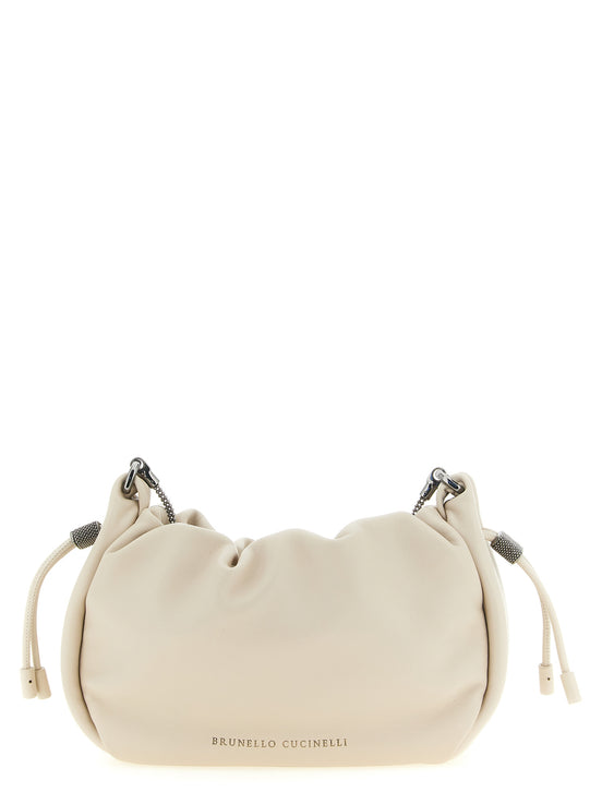 Brunello Cucinelli Bucket Mellow Mini White Crossbody Bag