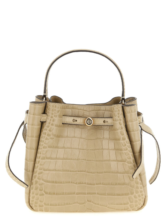 Tory Burch Μπεζ Τσάντα Ώμου από Δέρμα Αγελάδας