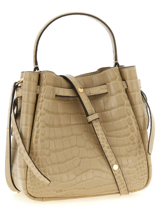 Tory Burch Μπεζ Τσάντα Ώμου από Δέρμα Αγελάδας
