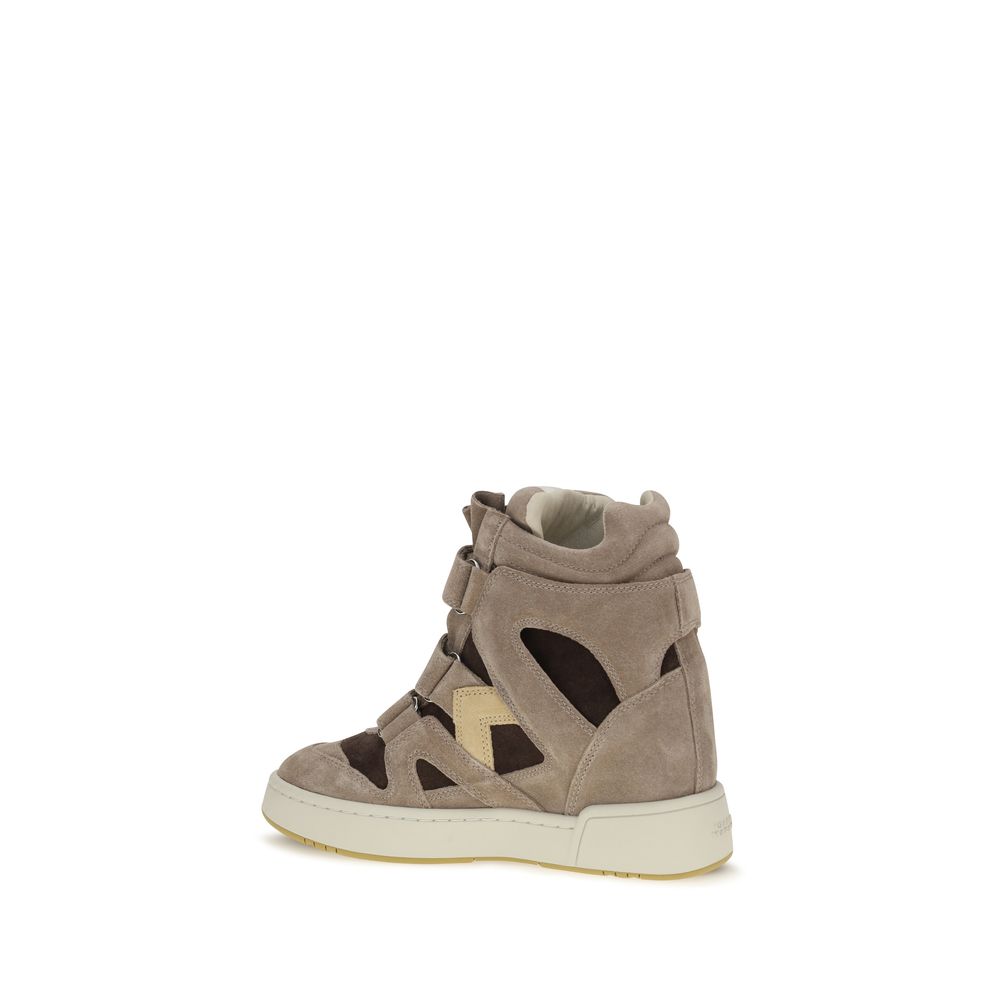 Isabel Marant Μπεζ Δερμάτινα Sneakers Υψηλού Κόψιμου