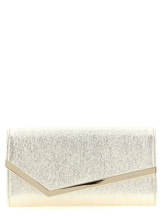 Jimmy Choo Emmie Χρυσή Δερμάτινη Τσάντα Φάκελος  