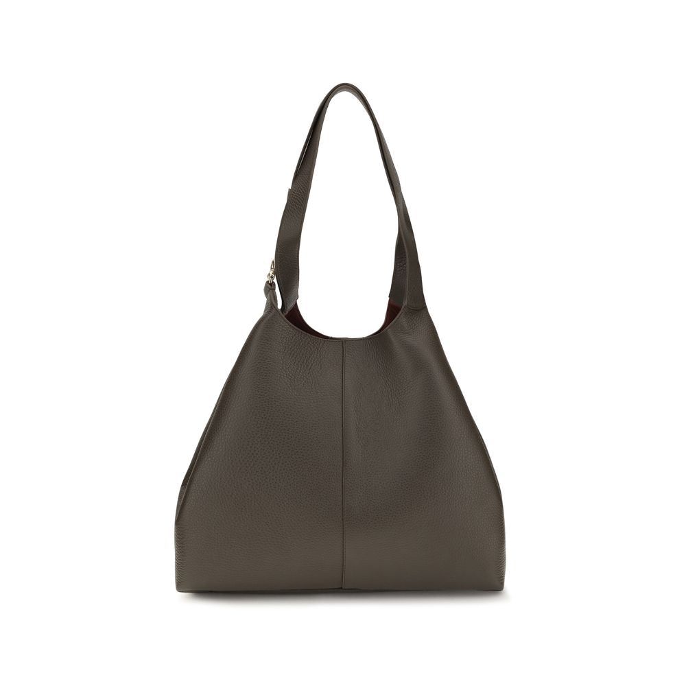 Coccinelle C-Easy Μεγάλη Καφέ Δερμάτινη Τσάντα Tote  