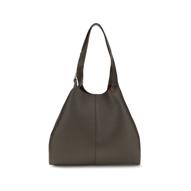 Coccinelle C-Easy Μεγάλη Καφέ Δερμάτινη Τσάντα Tote  