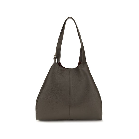 Coccinelle C-Easy Μεγάλη Καφέ Δερμάτινη Τσάντα Tote  