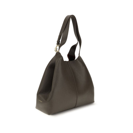 Coccinelle C-Easy Μεγάλη Καφέ Δερμάτινη Τσάντα Tote  