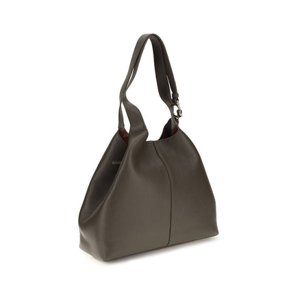 Coccinelle C-Easy Μεγάλη Καφέ Δερμάτινη Τσάντα Tote  