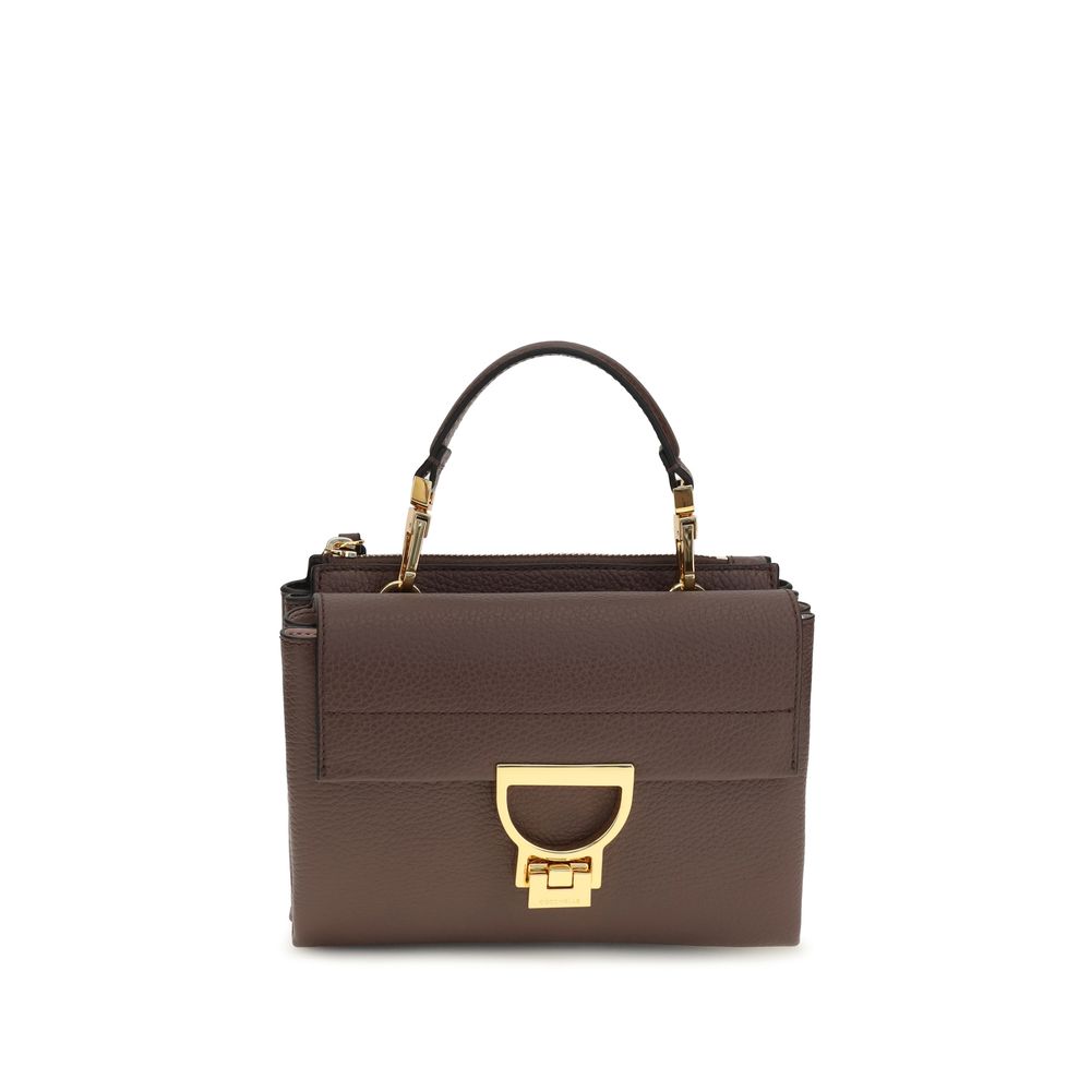 Coccinelle Arlettis Καφέ Δερμάτινη Τσάντα Satchel  