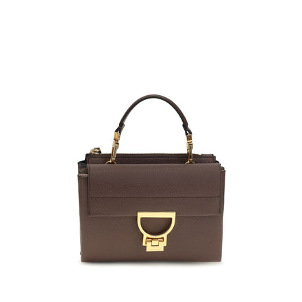 Coccinelle Arlettis Καφέ Δερμάτινη Τσάντα Satchel  