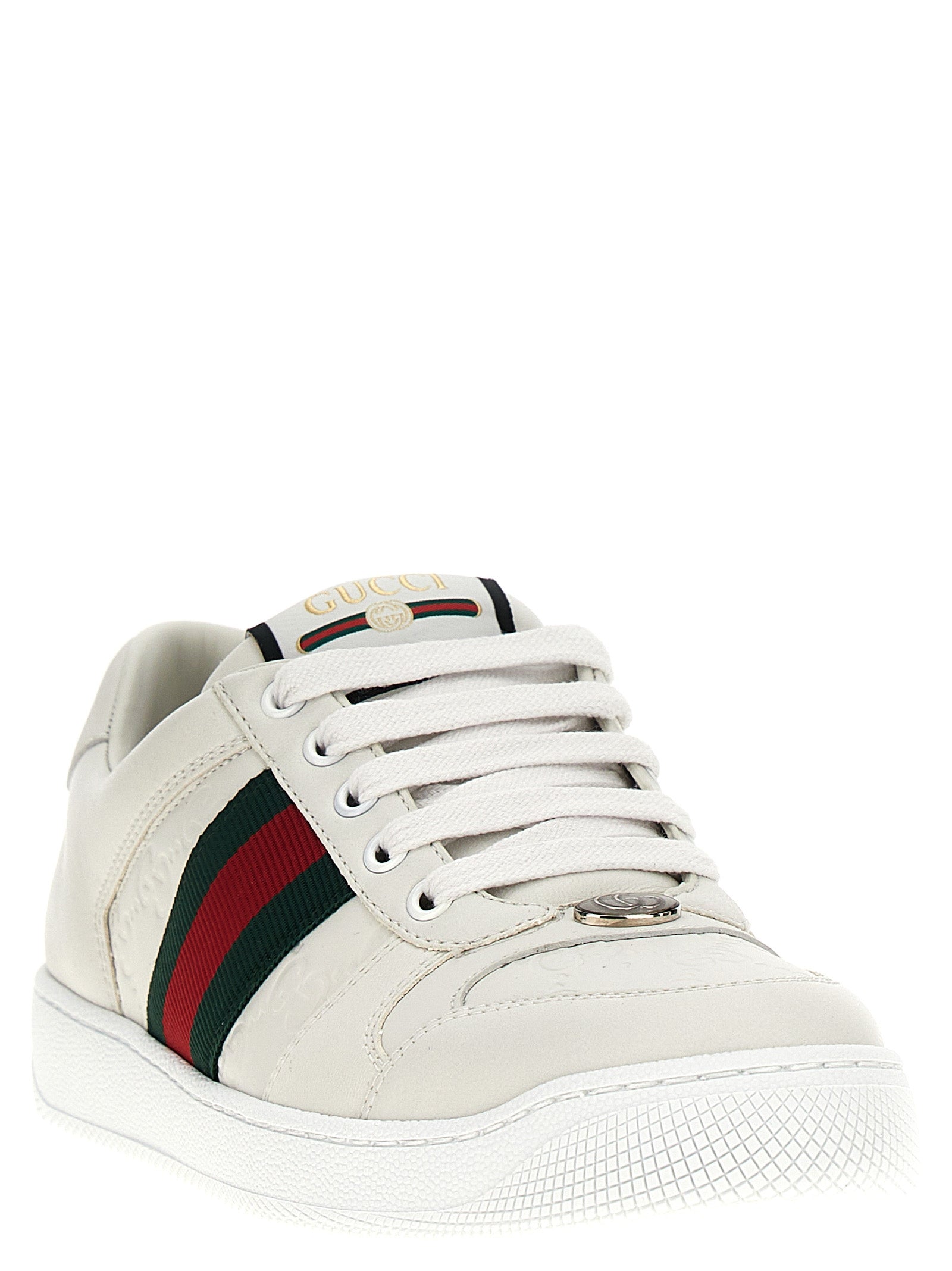 Gucci Screener White Leather Low-Top Sneakers