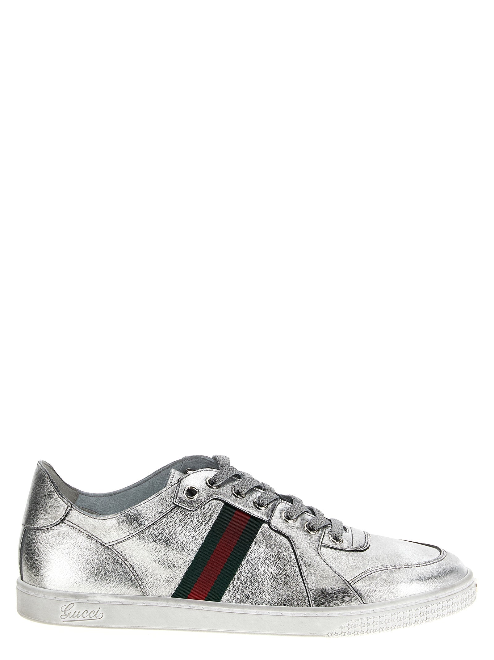 Gucci Ασημί Δερμάτινα Αθλητικά Παπούτσια από Δέρμα Αρνιού  