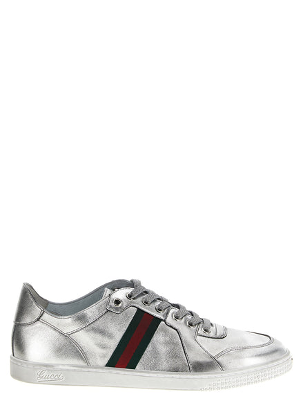 Gucci Silver Lamb Leather Athletic Sneakers
